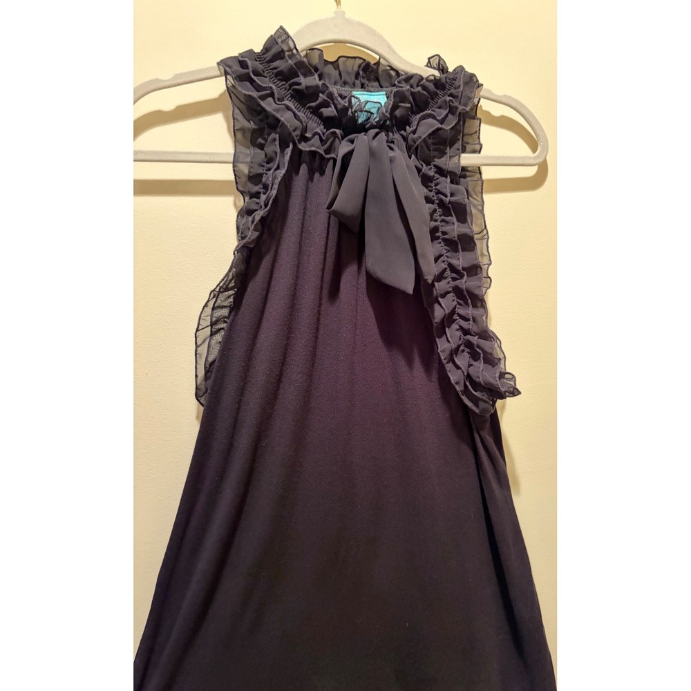 Hip Happening in the Present Womens XL Black Ruffle Halter Bow Top AF91Y07